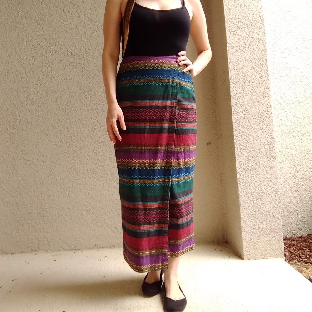 Vintage Huntington Ridge Striped Wrap Skirt